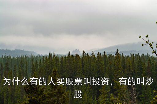 為什么有的人買股票叫投資，有的叫炒股
