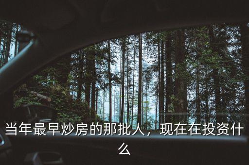 當(dāng)年最早炒房的那批人，現(xiàn)在在投資什么
