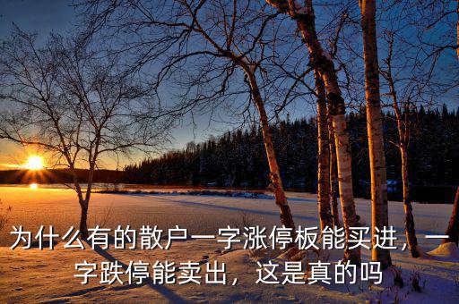 為什么有的散戶一字漲停板能買進(jìn)，一字跌停能賣出，這是真的嗎