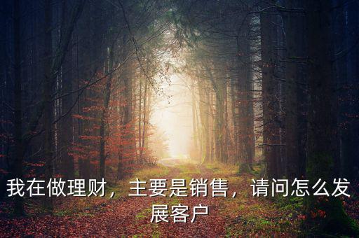 我在做理財(cái)，主要是銷售，請(qǐng)問(wèn)怎么發(fā)展客戶