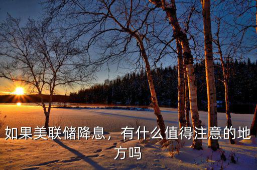 如果美聯(lián)儲降息，有什么值得注意的地方嗎