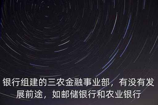 銀行組建的三農(nóng)金融事業(yè)部，有沒有發(fā)展前途，如郵儲銀行和農(nóng)業(yè)銀行