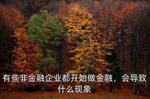有些非金融企業(yè)都開(kāi)始做金融，會(huì)導(dǎo)致什么現(xiàn)象