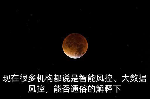 現(xiàn)在很多機(jī)構(gòu)都說是智能風(fēng)控、大數(shù)據(jù)風(fēng)控，能否通俗的解釋下