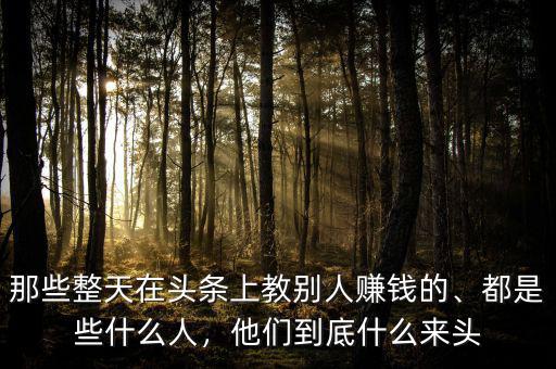 那些整天在頭條上教別人賺錢的、都是些什么人，他們到底什么來(lái)頭