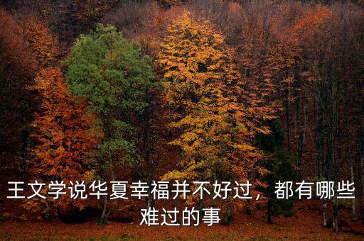 王文學(xué)說華夏幸福并不好過，都有哪些難過的事
