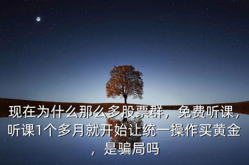 現(xiàn)在為什么那么多股票群，免費(fèi)聽(tīng)課，聽(tīng)課1個(gè)多月就開(kāi)始讓統(tǒng)一操作買(mǎi)黃金，是騙局嗎