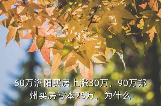 60萬(wàn)洛陽(yáng)買(mǎi)房上漲30萬(wàn)，90萬(wàn)鄭州買(mǎi)房虧本25萬(wàn)，為什么
