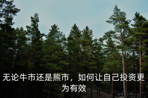 無論牛市還是熊市，如何讓自己投資更為有效