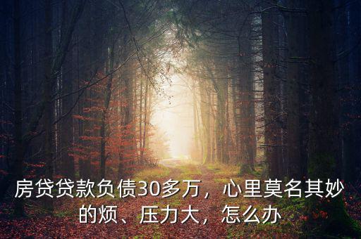 房貸貸款負(fù)債30多萬(wàn)，心里莫名其妙的煩、壓力大，怎么辦