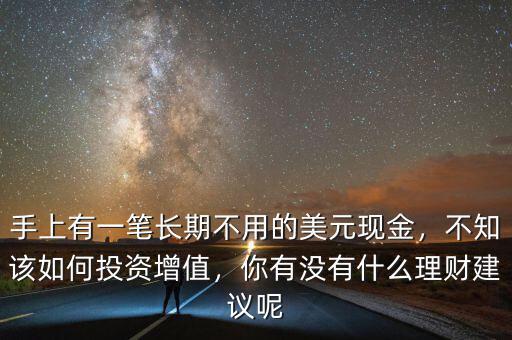 手上有一筆長期不用的美元現(xiàn)金，不知該如何投資增值，你有沒有什么理財建議呢