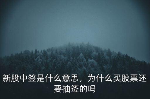 新股中簽是什么意思，為什么買股票還要抽簽的嗎
