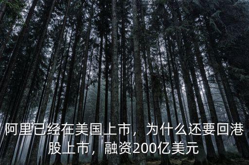 阿里已經(jīng)在美國上市，為什么還要回港股上市，融資200億美元