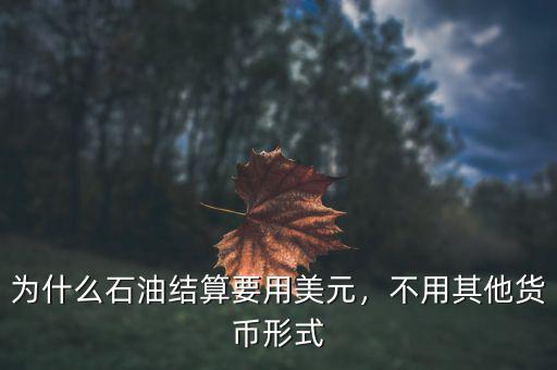 為什么石油結(jié)算要用美元，不用其他貨幣形式