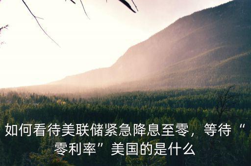 如何看待美聯儲緊急降息至零，等待“零利率”美國的是什么