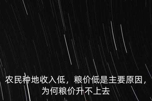 農(nóng)民種地收入低，糧價低是主要原因，為何糧價升不上去