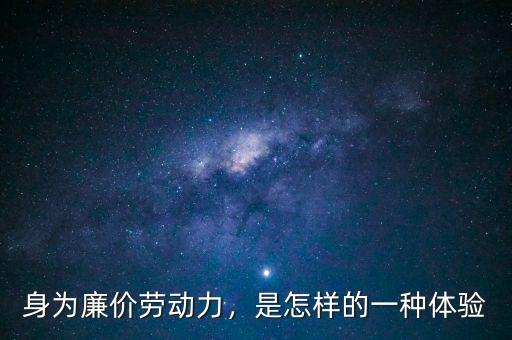 身為廉價勞動力，是怎樣的一種體驗