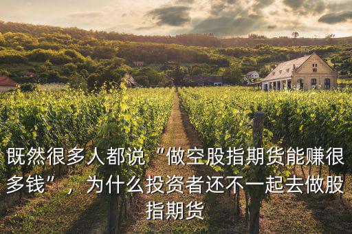 既然很多人都說“做空股指期貨能賺很多錢”，為什么投資者還不一起去做股指期貨
