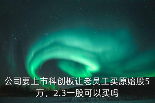 公司要上市科創(chuàng)板讓老員工買原始股5萬，2.3一股可以買嗎