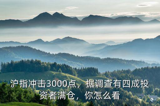 滬指沖擊3000點(diǎn)，據(jù)調(diào)查有四成投資者滿(mǎn)倉(cāng)，你怎么看