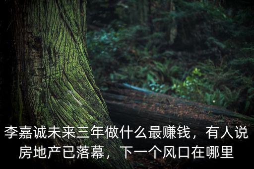 李嘉誠(chéng)未來三年做什么最賺錢，有人說房地產(chǎn)已落幕，下一個(gè)風(fēng)口在哪里