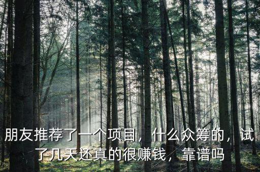 朋友推薦了一個項(xiàng)目，什么眾籌的，試了幾天還真的很賺錢，靠譜嗎