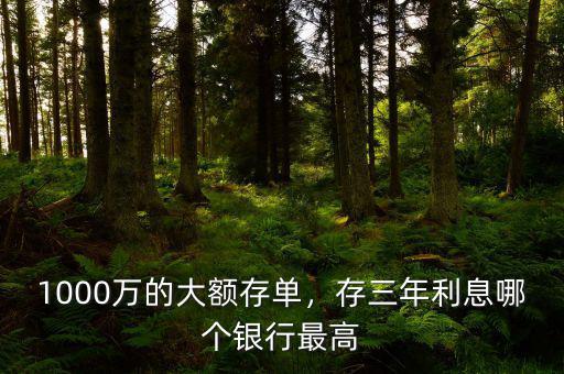 1000萬的大額存單，存三年利息哪個銀行最高