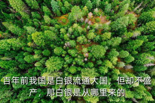 百年前我國是白銀流通大國，但卻不盛產，那白銀是從哪里來的