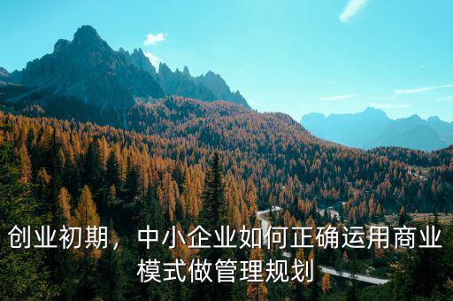創(chuàng)業(yè)初期，中小企業(yè)如何正確運用商業(yè)模式做管理規(guī)劃