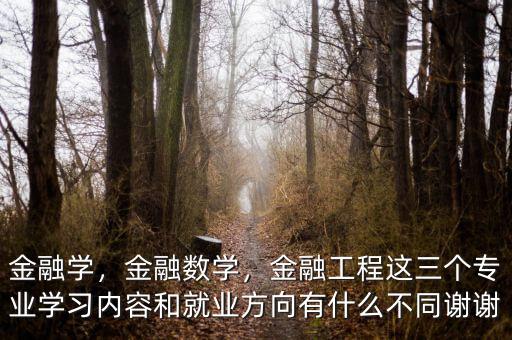金融學，金融數(shù)學，金融工程這三個專業(yè)學習內(nèi)容和就業(yè)方向有什么不同謝謝