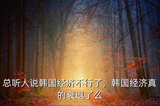 總聽人說韓國經(jīng)濟(jì)不行了，韓國經(jīng)濟(jì)真的衰退了么