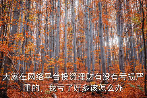 大家在網(wǎng)絡(luò)平臺(tái)投資理財(cái)有沒有虧損嚴(yán)重的，我虧了好多該怎么辦