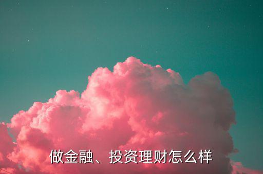 做金融、投資理財(cái)怎么樣