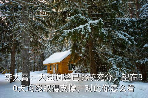 李大霄：大盤調(diào)整已比較充分，望在30天均線取得支撐，對(duì)此你怎么看