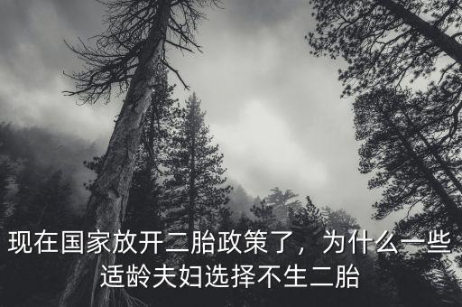 現(xiàn)在國(guó)家放開(kāi)二胎政策了，為什么一些適齡夫婦選擇不生二胎