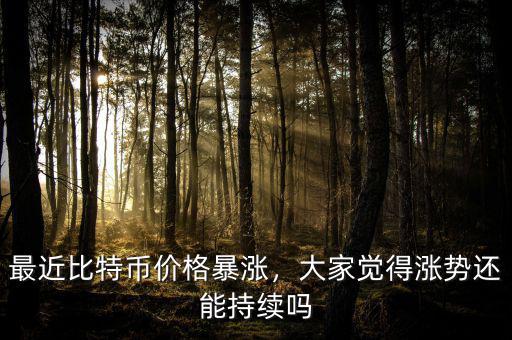最近比特幣價(jià)格暴漲，大家覺(jué)得漲勢(shì)還能持續(xù)嗎