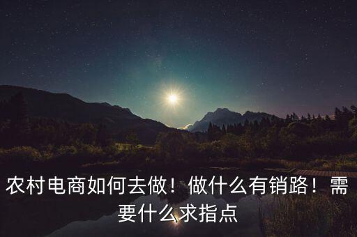 農(nóng)村電商如何去做！做什么有銷路！需要什么求指點