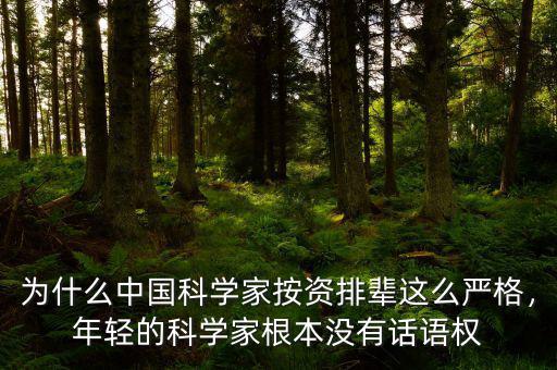 為什么中國科學(xué)家按資排輩這么嚴(yán)格，年輕的科學(xué)家根本沒有話語權(quán)