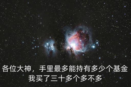 各位大神，手里最多能持有多少個(gè)基金我買了三十多個(gè)多不多