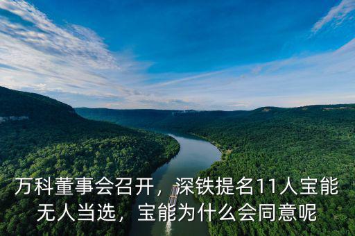 萬(wàn)科董事會(huì)召開(kāi)，深鐵提名11人寶能無(wú)人當(dāng)選，寶能為什么會(huì)同意呢