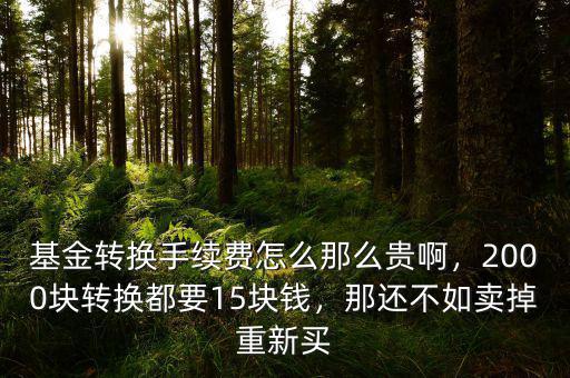 基金轉(zhuǎn)換手續(xù)費怎么那么貴啊，2000塊轉(zhuǎn)換都要15塊錢，那還不如賣掉重新買