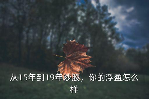 從15年到19年炒股，你的浮盈怎么樣