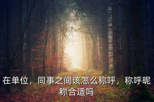 在單位，同事之間該怎么稱呼，稱呼昵稱合適嗎