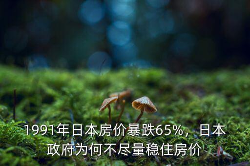 1991年日本房價暴跌65%，日本政府為何不盡量穩(wěn)住房價
