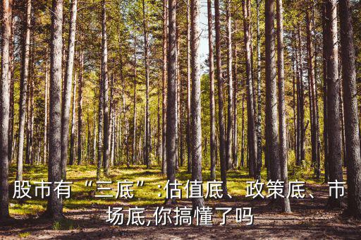 股市有“三底”:估值底、政策底、市場(chǎng)底,你搞懂了嗎