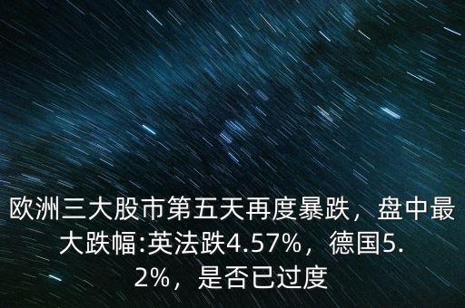 歐洲三大股市第五天再度暴跌，盤中最大跌幅:英法跌4.57%，德國5.2%，是否已過度