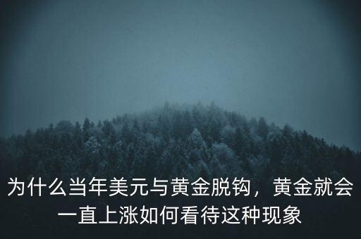為什么當年美元與黃金脫鉤，黃金就會一直上漲如何看待這種現象