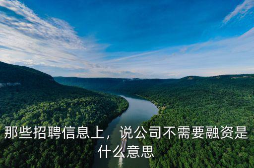 那些招聘信息上，說(shuō)公司不需要融資是什么意思