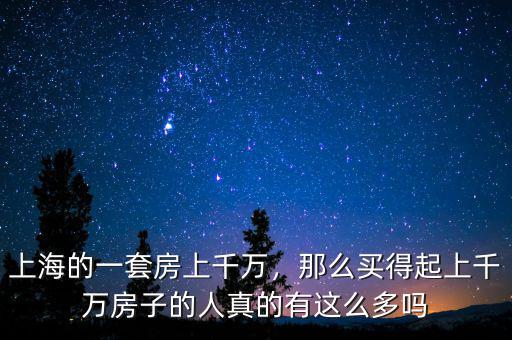 上海的一套房上千萬，那么買得起上千萬房子的人真的有這么多嗎