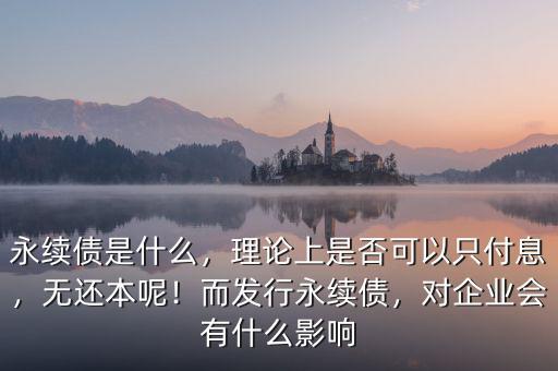 永續(xù)債是什么，理論上是否可以只付息，無(wú)還本呢！而發(fā)行永續(xù)債，對(duì)企業(yè)會(huì)有什么影響